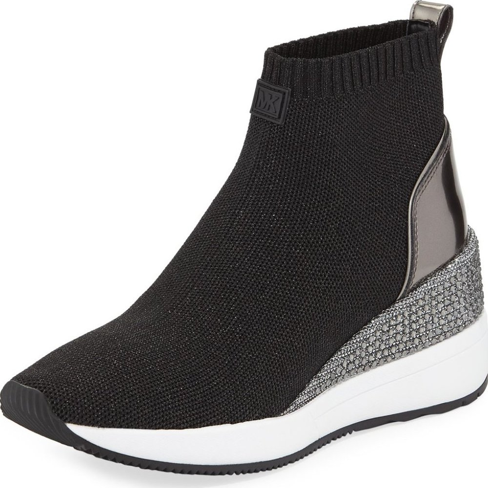 Michael Kors Skyler bootie sneakers sz 7 Black/Gunmetal